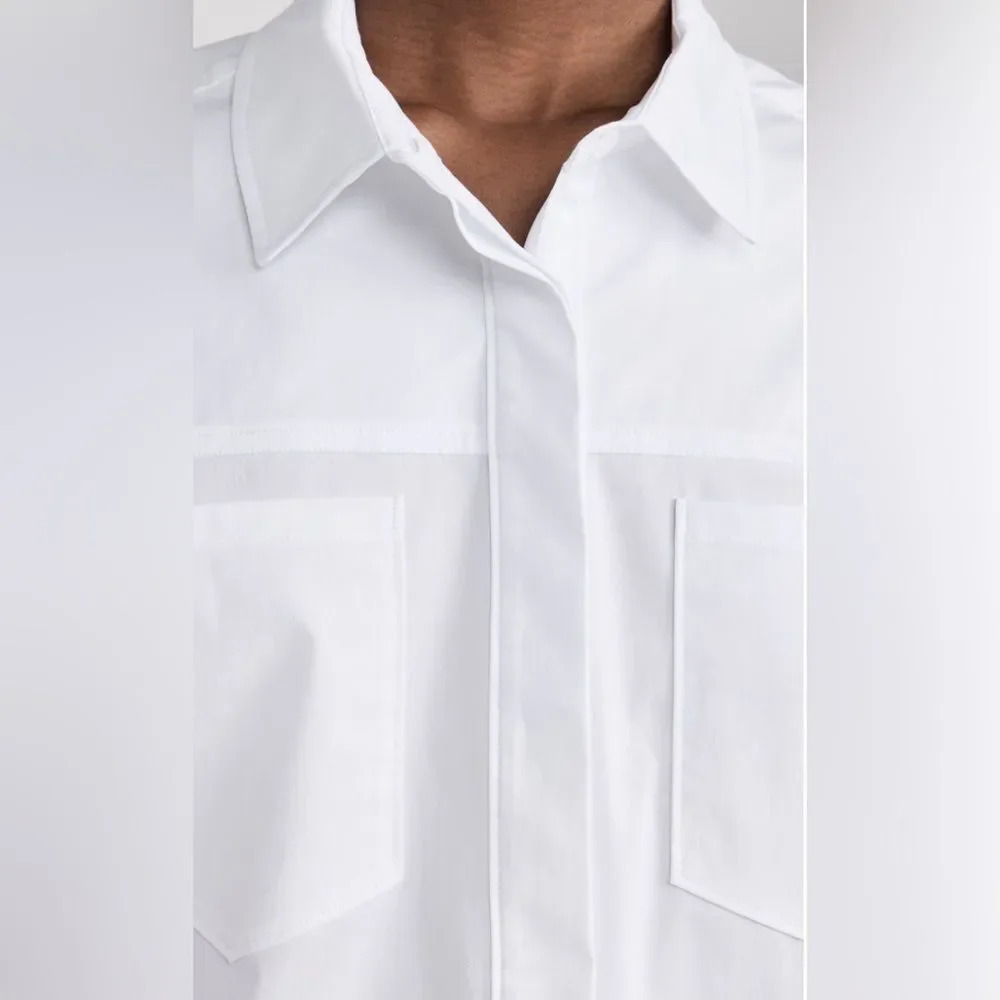 Good American size 6 (3xl) white cotton blend slit back poplin shirt - Picture 5 of 13